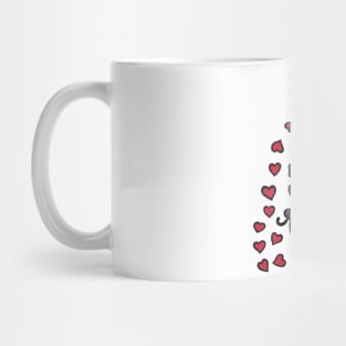 Black Labrador Cartoon and Rain of Hearts Mug